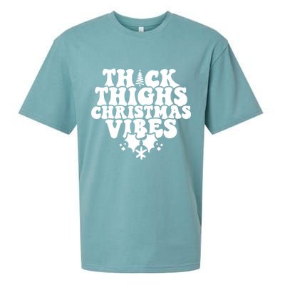 Thick Thighs Christmas Vibes Sueded Cloud Jersey T-Shirt
