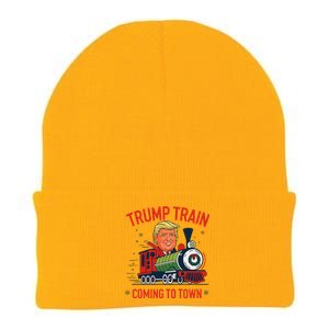 Trump Train Coming To Town Funny Christmas Santa Claus Trump Knit Cap Winter Beanie