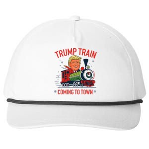 Trump Train Coming To Town Funny Christmas Santa Claus Trump Snapback Five-Panel Rope Hat