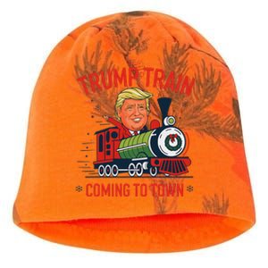 Trump Train Coming To Town Funny Christmas Santa Claus Trump Kati - Camo Knit Beanie