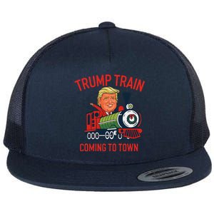 Trump Train Coming To Town Funny Christmas Santa Claus Trump Flat Bill Trucker Hat