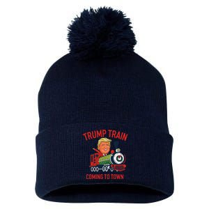 Trump Train Coming To Town Funny Christmas Santa Claus Trump Pom Pom 12in Knit Beanie