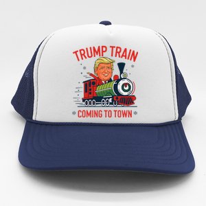 Trump Train Coming To Town Funny Christmas Santa Claus Trump Trucker Hat