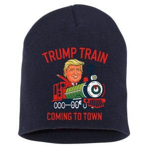 Trump Train Coming To Town Funny Christmas Santa Claus Trump Short Acrylic Beanie