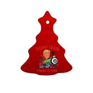 Trump Train Coming To Town Funny Christmas Santa Claus Trump Ceramic Tree Ornament