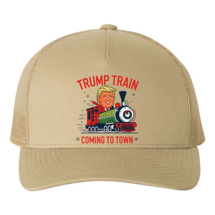 Trump Train Coming To Town Funny Christmas Santa Claus Trump Yupoong Adult 5-Panel Trucker Hat