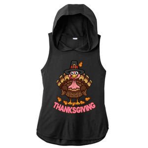 Thanksgiving Turkey Cute Holiday Ladies PosiCharge Tri-Blend Wicking Draft Hoodie Tank