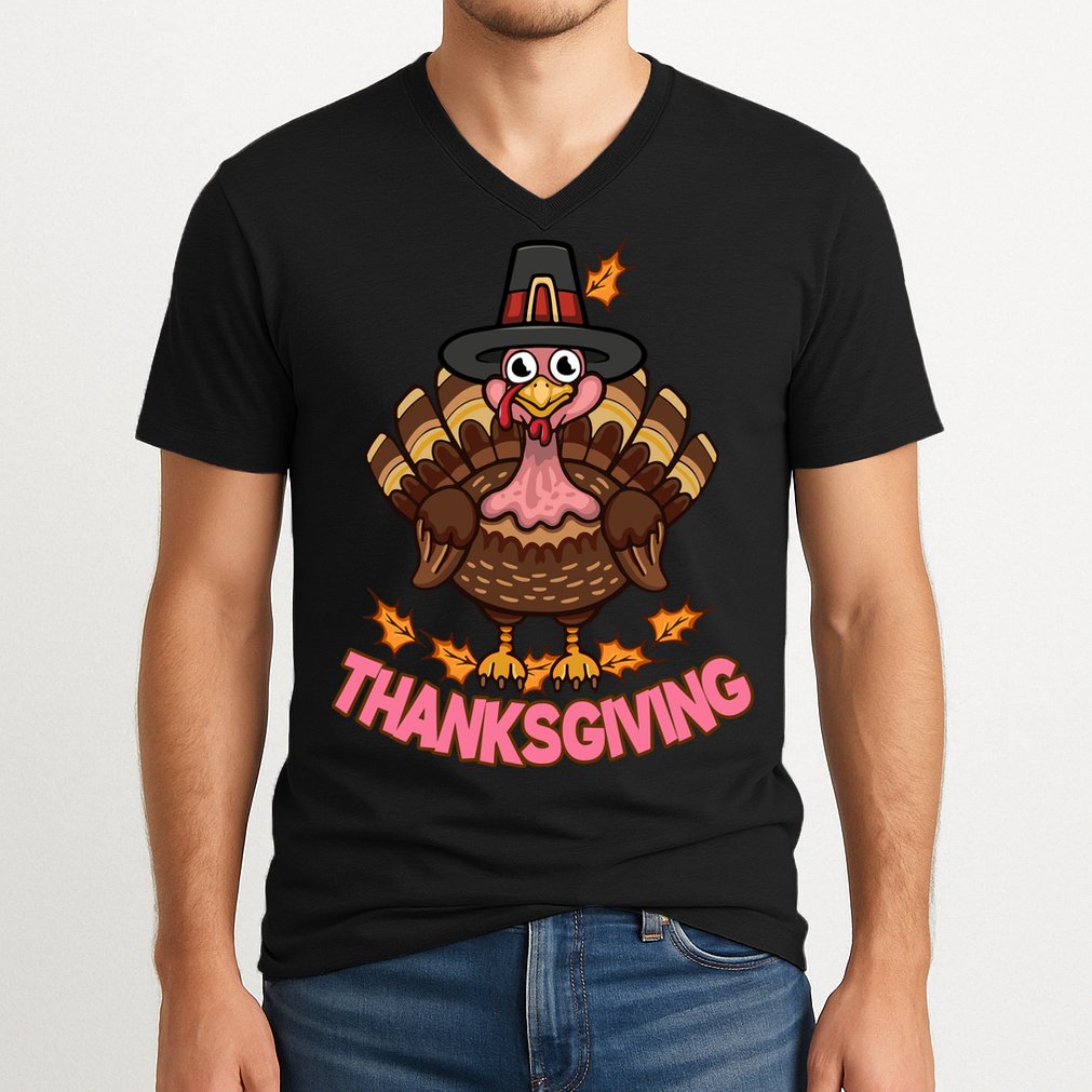 Thanksgiving Turkey Cute Holiday V-Neck T-Shirt