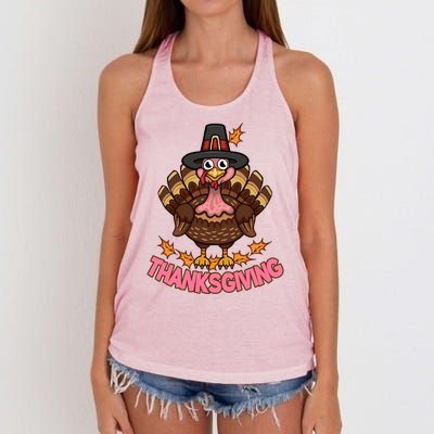 Thanksgiving Turkey Cute Holiday Women's Knotted Racerback Tank