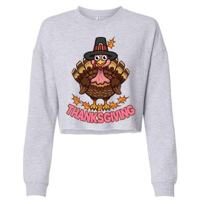 Thanksgiving Turkey Cute Holiday Cropped Pullover Crew