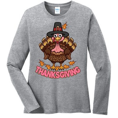 Thanksgiving Turkey Cute Holiday Ladies Long Sleeve Shirt