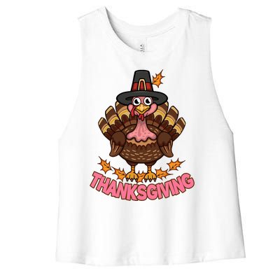 Thanksgiving Turkey Cute Holiday Women's Racerback Cropped Tank