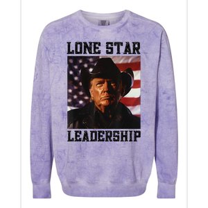 Texan Trump Cow Hat Us Flag Southern Lone Star Leadership Colorblast Crewneck Sweatshirt