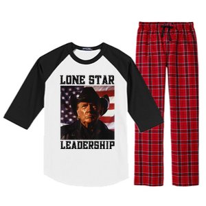 Texan Trump Cow Hat Us Flag Southern Lone Star Leadership Raglan Sleeve Pajama Set