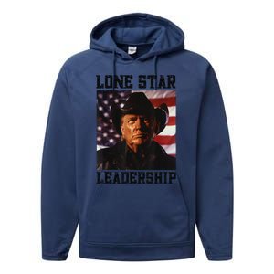 Texan Trump Cow Hat Us Flag Southern Lone Star Leadership Performance Fleece Hoodie