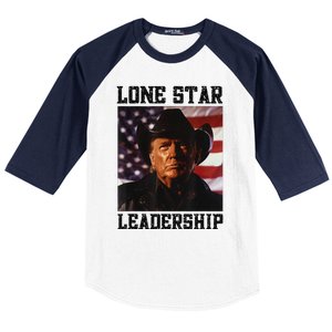 Texan Trump Cow Hat Us Flag Southern Lone Star Leadership Baseball Sleeve Shirt