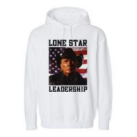 Texan Trump Cow Hat Us Flag Southern Lone Star Leadership Garment-Dyed Fleece Hoodie