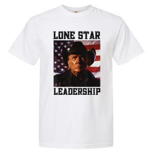 Texan Trump Cow Hat Us Flag Southern Lone Star Leadership Garment-Dyed Heavyweight T-Shirt