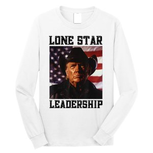 Texan Trump Cow Hat Us Flag Southern Lone Star Leadership Long Sleeve Shirt