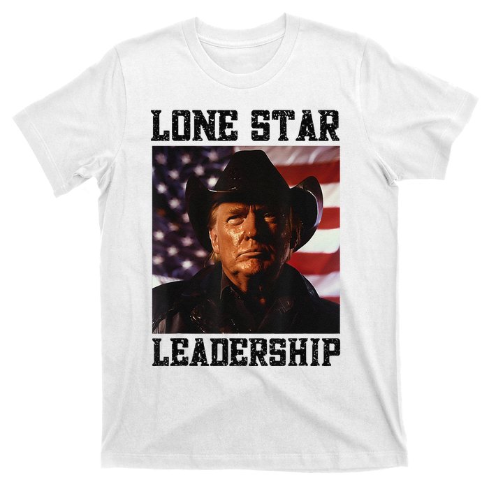 Texan Trump Cow Hat Us Flag Southern Lone Star Leadership T-Shirt