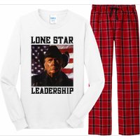 Texan Trump Cow Hat Us Flag Southern Lone Star Leadership Long Sleeve Pajama Set