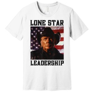 Texan Trump Cow Hat Us Flag Southern Lone Star Leadership Premium T-Shirt