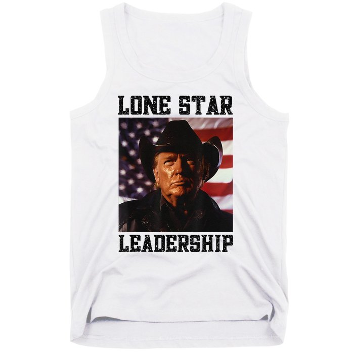 Texan Trump Cow Hat Us Flag Southern Lone Star Leadership Tank Top