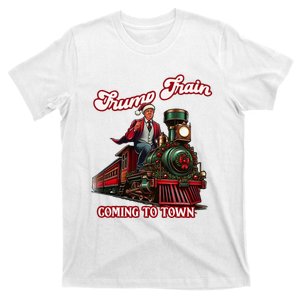 Trump Train Christmas Coming To Town Santa Trump 2024 Xmas T-Shirt