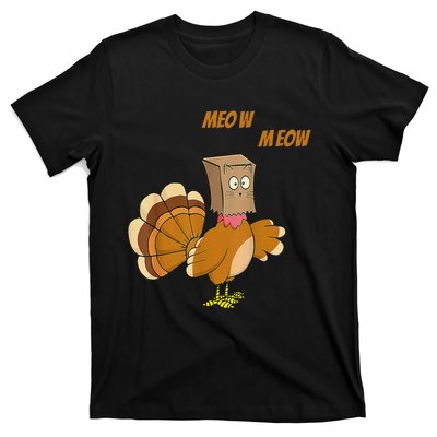 Thanksgiving Turkey Cat Meow Funny Thanksgiving T-Shirt