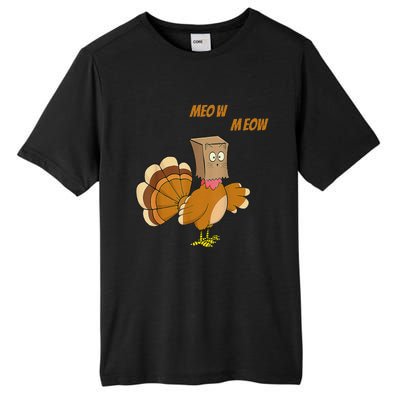 Thanksgiving Turkey Cat Meow Funny Thanksgiving Tall Fusion ChromaSoft Performance T-Shirt