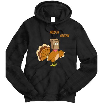 Thanksgiving Turkey Cat Meow Funny Thanksgiving Tie Dye Hoodie