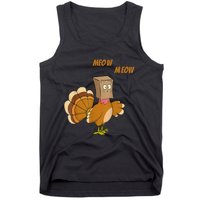 Thanksgiving Turkey Cat Meow Funny Thanksgiving Tank Top