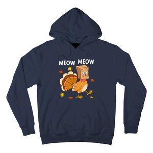 Thanksgiving Turkey Cat Meow Funny Thanksgiving Hoodie