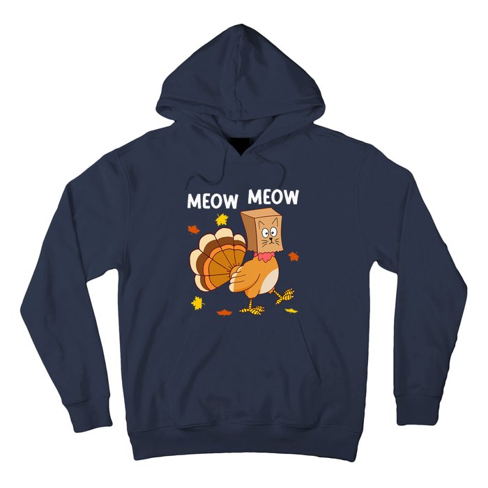 Thanksgiving Turkey Cat Meow Funny Thanksgiving Hoodie