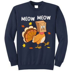 Thanksgiving Turkey Cat Meow Funny Thanksgiving Sweatshirt