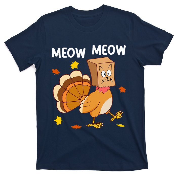 Thanksgiving Turkey Cat Meow Funny Thanksgiving T-Shirt