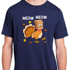 Thanksgiving Turkey Cat Meow Funny Thanksgiving Adult ChromaSoft Performance T-Shirt