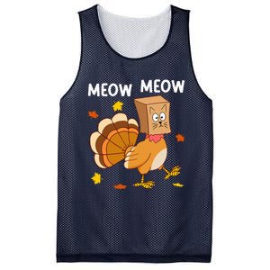 Thanksgiving Turkey Cat Meow Funny Thanksgiving Mesh Reversible Basketball Jersey Tank