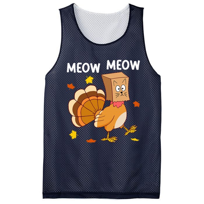 Thanksgiving Turkey Cat Meow Funny Thanksgiving Mesh Reversible Basketball Jersey Tank