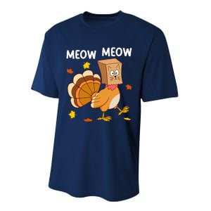 Thanksgiving Turkey Cat Meow Funny Thanksgiving Performance Sprint T-Shirt