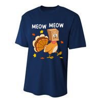 Thanksgiving Turkey Cat Meow Funny Thanksgiving Performance Sprint T-Shirt