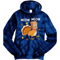 Thanksgiving Turkey Cat Meow Funny Thanksgiving Tie Dye Hoodie