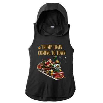 Trump Train Coming To Town Ladies PosiCharge Tri-Blend Wicking Draft Hoodie Tank