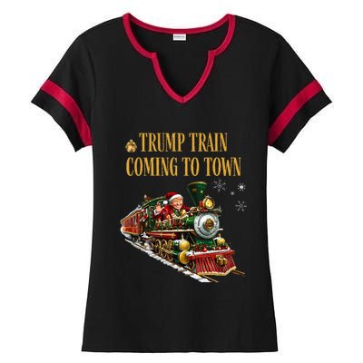 Trump Train Coming To Town Ladies Halftime Notch Neck Tee