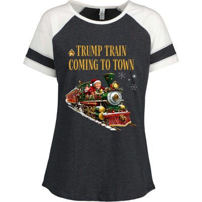 Trump Train Coming To Town Enza Ladies Jersey Colorblock Tee