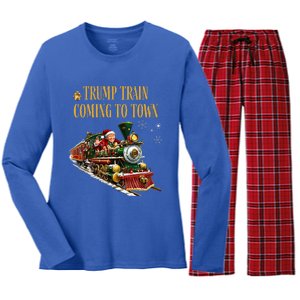 Trump Train Coming To Town Women's Long Sleeve Flannel Pajama Set 