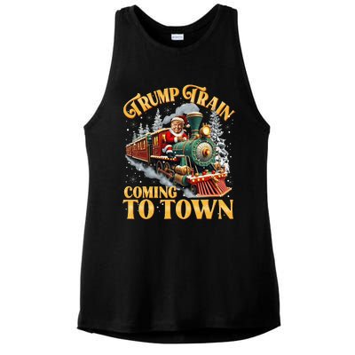 Trump Train Christmas Coming To Town Santa Trump 2024 Xmas Ladies PosiCharge Tri-Blend Wicking Tank