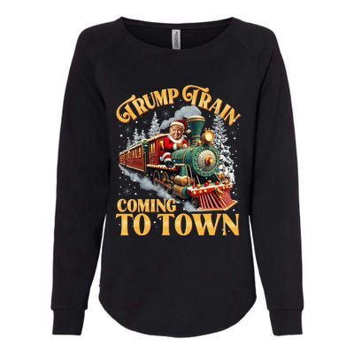 Trump Train Christmas Coming To Town Santa Trump 2024 Xmas Womens California Wash Sweatshirt