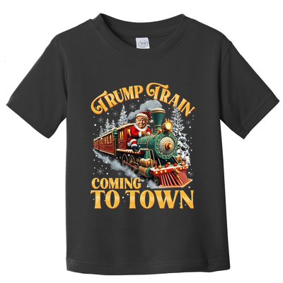 Trump Train Christmas Coming To Town Santa Trump 2024 Xmas Toddler T-Shirt