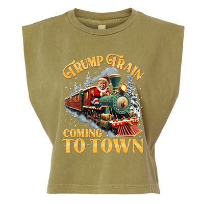 Trump Train Christmas Coming To Town Santa Trump 2024 Xmas Garment-Dyed Women's Muscle Tee